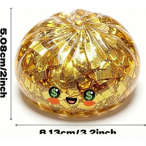 Jouet anti-stress souple en forme de boulette en feuille d'or avec mini boîte de cuisson vapeur, jouet de simulation alimentaire mignon pour soulager le stress - Product Image 4