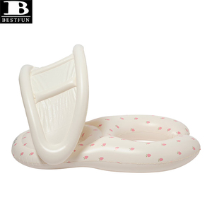 Bouée gonflable pour bébé et maman, motif fraise, avec auvent amovible, PVC écologique, pour la baignade parent-enfant en été - Product Image 4