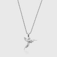 Vente en gros de bijoux en acier inoxydable hypoallergénique étanche en pvd plaqué or 18 ct pour la fabrication de pistolets collier d'anges pour hommes
