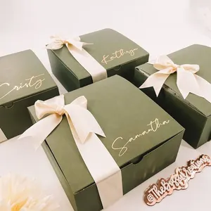 Grünes Gold leere Geschenk box für Kleid mit Band Brautjungfer Vorschlag Corporate Geburtstag Hochzeits geschenke Bauen Sie Ihre eigene Box