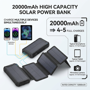 Batterie Externe <span class=keywords><strong>Solaire</strong></span> 20000mAh avec 7 Panneaux Détachables, Chargeur sans Fil à Manivelle, Équipement de Survie pour <span class=keywords><strong>Camping</strong></span>, Randonnée et Urgences - Product Image 5