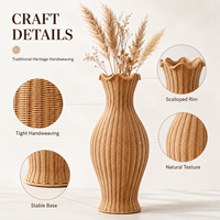 Panier à fleurs en rotin naturel fait main en gros pour décoration de mariage bohème, bac de rangement en osier tressé pour garde-manger, certifié FSC