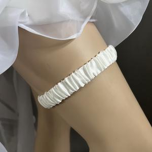 LOWOSAIWOR Jarretière de mariage <span class=keywords><strong>en</strong></span> tissu de <span class=keywords><strong>soie</strong></span> véritable pour les femmes Jarretière de mariée pour les filles Jarretière de jambe de mariée pour le mariage - Product Image 4