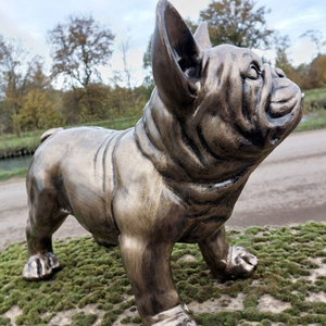 Escultura de <span class=keywords><strong>Perro</strong></span> Bulldog Francés de Bronce, Estatua de Animal de Metal de Arte Moderno para Decoración de Exteriores, en Venta - Product Image 2