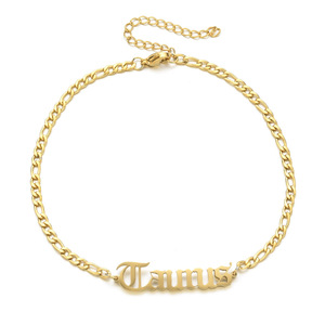 Tobilleras de Acero Inoxidable con Letras Inglesas en Oro de 18K, Adornos para Pies de Mujer, Joyería Simple que Combina con Todo - Product Image 6