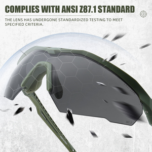 戦術スタイル安全メガネ 3種類の交換レンズ付き <span class=keywords><strong>ANSI</strong></span> <span class=keywords><strong>Z87</strong></span>.<span class=keywords><strong>1</strong></span>規格 TR90フレーム 処方レンズ装着可能 - Product Image 5