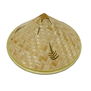 Sombrero cónico de bambú tejido, sombrero de paja para verano, pesca al aire libre, protección solar, ala ancha, sombrero cónico de granjero de tres hojas - Product Image 1