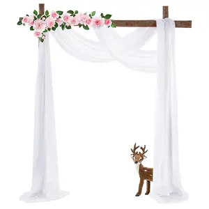 Wedding Back Drop Backdrop Chiffon Scarf Curtain White Decoration, Cheap Backdrop Curtain For Wedding Event Party