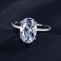Ada Jewelry Anillo de Bodas de Lujo en Plata de Ley S925 con Zirconia Ovalada de 5ct para Mujer, Ideal para Fiestas