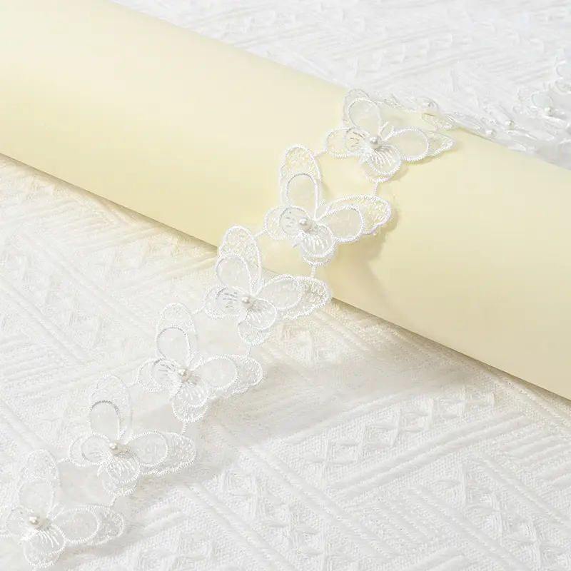 Best Quality Lace Fabric Trim Organza Tape Lace String Webbing Trim For Bridal Wedding Decoration
