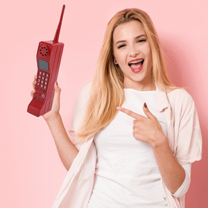 Modelo de Teléfono Móvil Retro Estilo Años 80, Accesorio Decorativo de Plástico ABS, Forma Rectangular en Negro, Rosa, Rojo y Blanco - Product Image 4