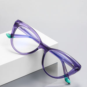 All'ingrosso TR90 Logo personalizzato Cat Eye occhiali da donna alla moda modello solido luce Anti-blu - Product Image 2