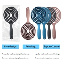 Peigne de Massage mat rond à Logo personnalisé, brosse démêlante pour les cheveux, poils de sanglier, imperméable à l'air, outil de coiffure