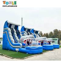 Toboggan aquatique gonflable géant de 20 pieds de haut avec piscine à vendre