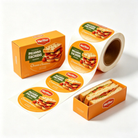 Étiquettes adhésives en vinyle personnalisées, écologiques, recyclables, imperméables et résistantes à l'huile, en rouleau, avec logo personnalisé pour l'emballage de sandwichs, de charcuterie et de viande.