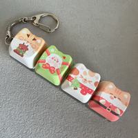 Porte-clés Fidget Clavier 2/3/4 Touches, Pendentif Clavier Chat de Noël Créatif DIY, Bouton à Pression pour Doigt, Porte-clés Clicker Fidget