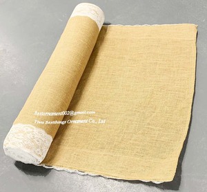 Tapis de couloir de mariage en toile de jute naturelle de 40 pouces avec dentelle pour un thème vintage - Product Image 5