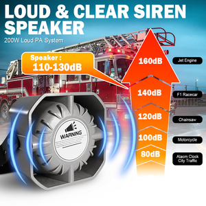 Sirène d'urgence sans fil 12V 200W en fer pour voitures, amplificateur télécommandé pour ambulances, ajustement universel - Product Image 2