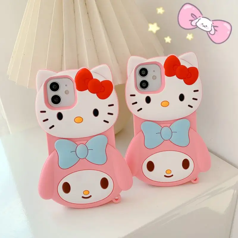 Wholesale Merry Christmas Gift Protective Kitty Cartoon Mobile Phone Case For iPhone 13 12 11 PRO MAX 7 8 Plus X Silicone Cover
