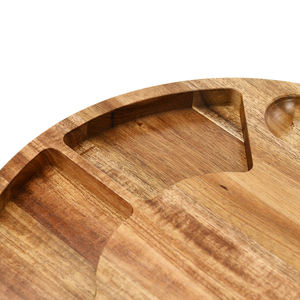 Planche et couteaux ronds en bois d'acacia, ensemble de couteaux avec bols en céramique, épandeurs de couteaux, lancettes, <span class=keywords><strong>craie</strong></span> - Product Image 5
