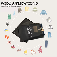 Sacs Plastiques Translucides Givrées Noirs Personnalisés et Écologiques avec Fermeture Éclair pour Emballage de Vêtements, T-shirts et Sweats à Capuche