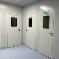 Porte coupe-feu hermétique à double battant en acier galvanisé pour salle d'opération d'hôpital, salle blanche et usine, avec panneau de vision, certifiée CE ISO