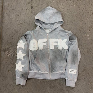 カスタムデザイン メンズトラックスーツ 100%コットン サンフェード加工 ダートスプレースウェットスーツ ヴィンテージアップリケ刺繍 メンズスウェットパンツトラックスーツ - Product Image 2