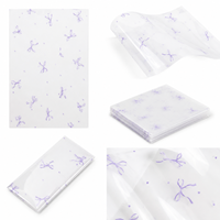 Film d'emballage élégant Grace avec motif floral violet imprimé à l'encre, papier d'emballage imperméable pour bouquet