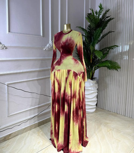 Vestido Maxi con Estampado Abstracto Tie-Dye <span class=keywords><strong>para</strong></span> Mujer, Cuello Redondo, Manga Larga, Vestido <span class=keywords><strong>de</strong></span> <span class=keywords><strong>Noche</strong></span> Fluido, <span class=keywords><strong>Ropa</strong></span> <span class=keywords><strong>de</strong></span> Mujer, Moda Sehe - Product Image 3