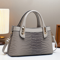 Sac à main en cuir PU gaufré crocodile pour femme avec poignées supérieures et bandoulière amovible