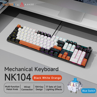Clavier de jeu Ajazz NK104 avec interrupteurs rouges, anti-ghosting, ergonomique, pour gamer, bureau, ordinateur portable, clavier mécanique filaire