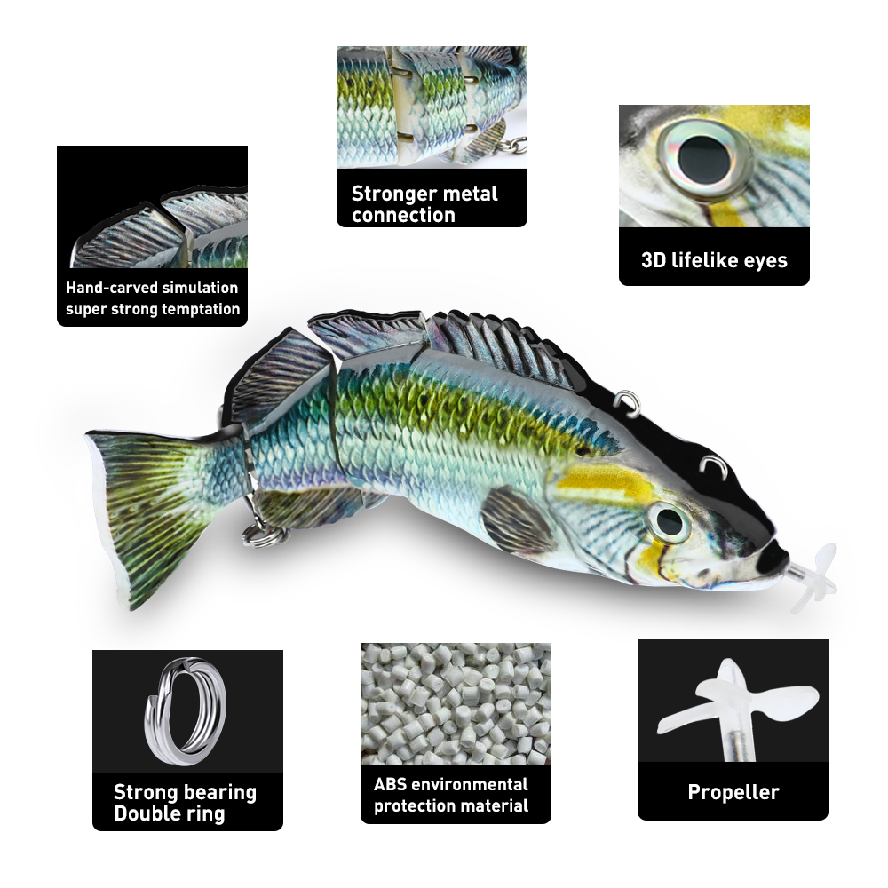 Leurre De Pêche Robotique Multi-Articulé Avec LED – USB Rechargeable, Nage Réaliste Jour/Nuit