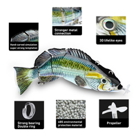 Leurre de pêche robotique électrique pour brochet, appât électronique multi-articulé, 4 Segments, Swimbait automatique, lumière LED USB