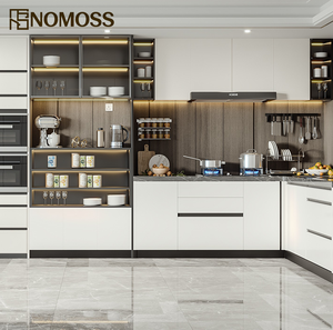 Meuble de cuisine modulaire de luxe moderne et minimaliste avec îlot de rangement, conforme aux spécifications architecturales, <span class=keywords><strong>pour</strong></span> projets d'aménagement intérieur de villas haut de gamme - Product Image 2