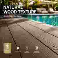 Planches de terrasse en WPC résistantes aux intempéries, anti-UV, revêtement de sol composite pour extérieur, pour jardin, patio, balcon, terrasse, fourniture pour projets