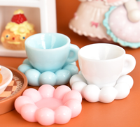 Miniature de tasse en résine Cloud Plate pour maison de poupée DIY, vaisselle de cuisine, accessoires décoratifs peints à la main avec colle crème