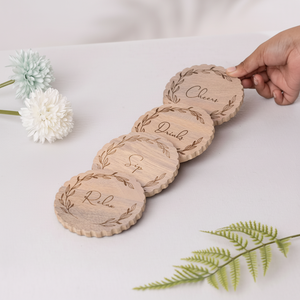 ชุดจานรองแก้วไม้ไผ่ธรรมชาติพร้อมที่รองแก้ว - Product Image 1