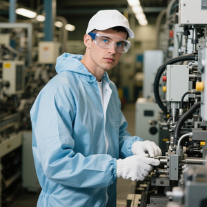 IOS9001โรงงาน ESD Workwear Coverall เสื้อผ้าเพื่อความปลอดภัยป้องกันไฟฟ้าสถิตย์โพรโพลีโพรพิลีนกันน้ำสีฟ้า - Product Image 5