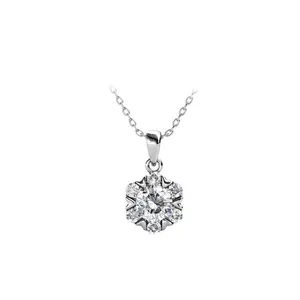 Joyería de cristal austriaco de primera calidad para mujer, Collar de plata de ley 925, colgante de corazón de flor delicada elegante, joyería de destino