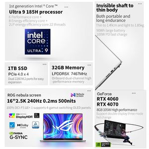 คอมพิวเตอร์โน้ตบุ๊คสำหรับเล่นเกมโน้ตบุ๊คธุรกิจสำนักงาน Huan16air ROG แล็ปท็อป ultra 9 185h 16 Cores 22 threads - Product Image 2