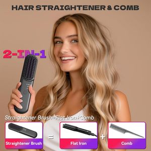 Mini cepillo alisador de pelo eléctrico de iones negativos inalámbrico recargable por Usb portátil con pantalla Led - Product Image 3