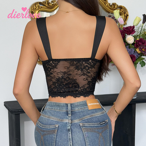 Dierlove Top Corsé <span class=keywords><strong>de</strong></span> <span class=keywords><strong>Encaje</strong></span> Negro Sexy para Mujer, con Aberturas, Estilo Overbust, <span class=keywords><strong>Tirantes</strong></span> Finos, Sin Espalda, Moldeador <span class=keywords><strong>de</strong></span> Cuerpo, Bustier, Top sin Mangas - Product Image 5