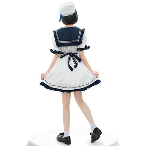 Robe de marin de style japonais, taille élastique, coupe trapèze, tenue de demoiselle d'honneur mignonne Lolita, pour usage quotidien - Product Image 1