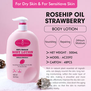 Loción Corporal de Rosa Mosqueta 100% Natural con Fresa, Nutritiva y Reparadora para Piel Seca, Loción Corporal Blanqueadora Perfecta 24h - Product Image 2