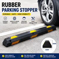 Bordillos de estacionamiento de caucho reciclado OEM LHH-DW-47 amarillo+negro, duraderos y antienvejecimiento, 100 mm de grosor de placa, 183 cm, Zhejiang Mall