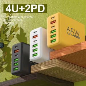 อะแดปเตอร์ชาร์จเร็วแบบหลายพอร์ต 65W ชาร์จเร็ว 4 ช่อง USB พร้อมพอร์ต PD คู่  5V 3A Type C 15W สำหรับโทรศัพท์มือถือ - Product Image 4