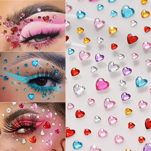 Adesivi 3D per Viso con Strass, Diamanti Colorati, Trucco Occhi per San Valentino, Adesivi per il Viso Autoadesivi, Tatuaggi Temporanei - Product Image 3