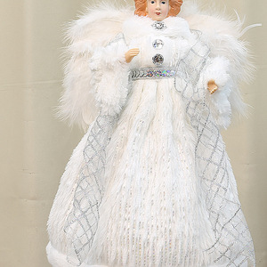 Adorno de ángel para árbol de Navidad con alas de felpa de 12.6 pulgadas, decoraciones para el árbol de Navidad navideño - Product Image 3