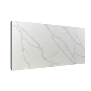 Vente directe d'usine, dalles de pierre de quartz blanc Calacatta poli artificiel personnalisé en Chine pour les comptoirs de cuisine - Product Image 1