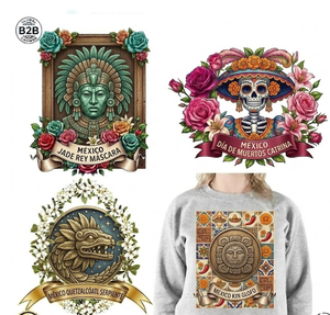 Pegatinas Termoadhesivas Premium de PET con Diseño Floral Mexicano de San Judas Guadalupe, Lavables, Hongtu Xinghan, para Prendas - Product Image 2